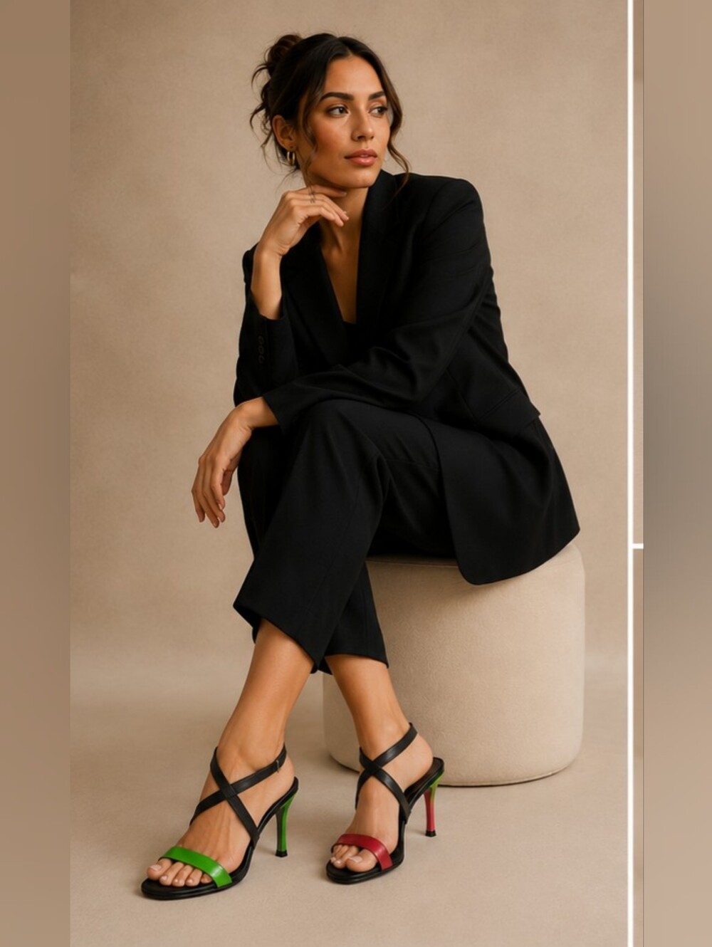 Neon Two Color Heeled Sandals
